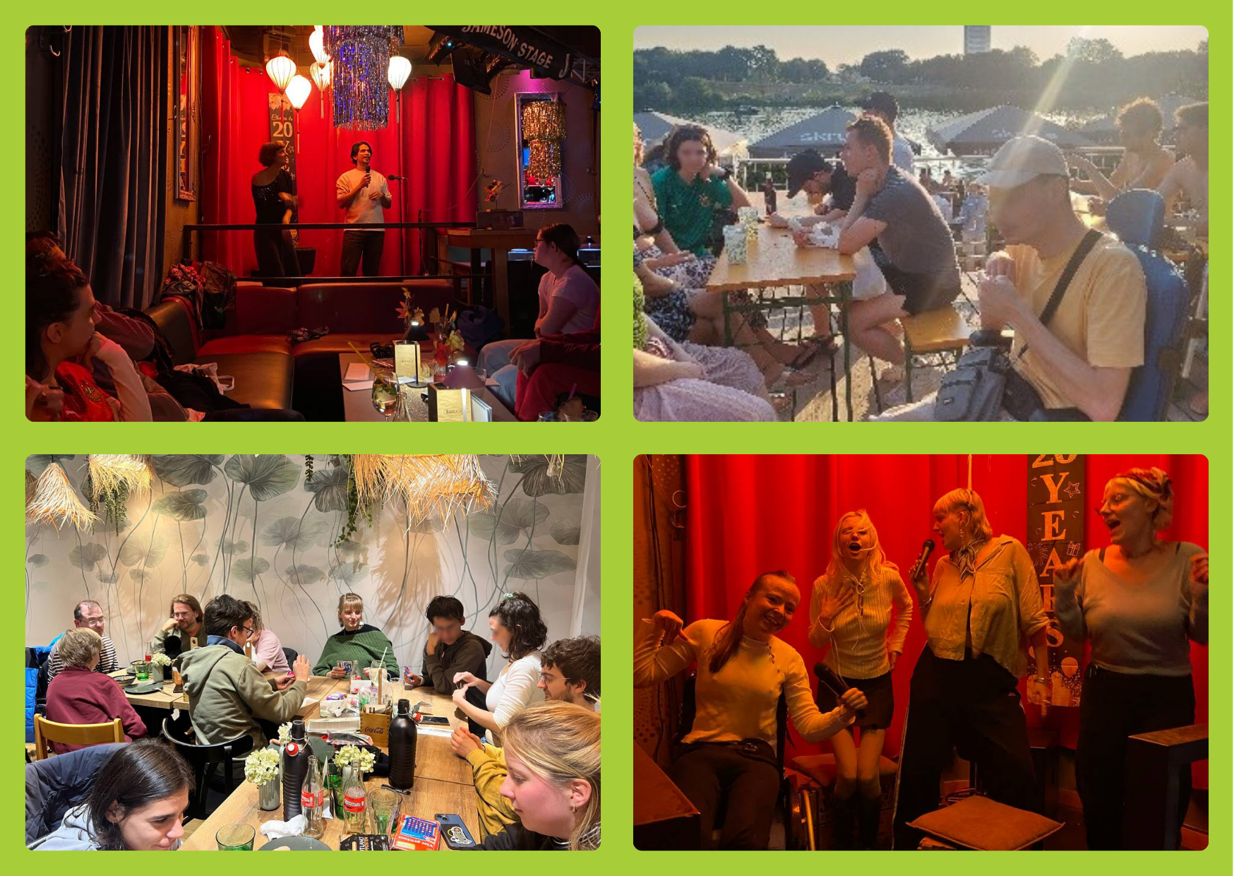 Auf dem Bild sind vier Fotos von den diesjährigen Stammtischen.