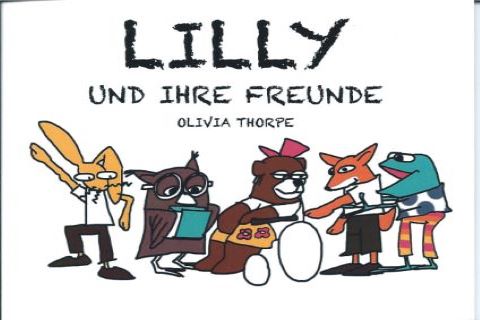 Hase, Eule, Bärin, Fuchs und Frosch sind Freunde und unterhalten sich. Die Bärin nutzt einen Rollstuhl. 