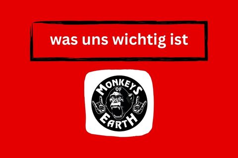 Ein Bild mit dem Titel „was uns wichtig ist“ und dem Logo der Band „Monkeys of Earth“.